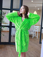Халат женский махровый короткий (халат банный женский) зеленый Турция