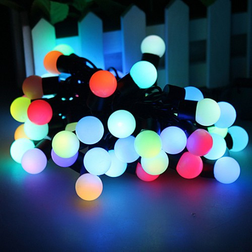 Гірлянда матовий кулька 28LED 5м (флеш) 10мм RGB Провід-Чорний, Колір ламп-Мікс (100)