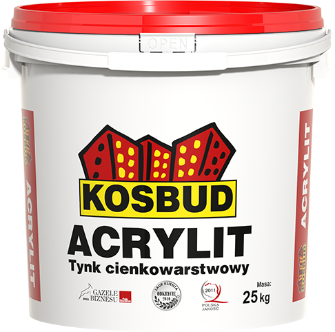 Акрилова штукатурка ACRYLIT KOSBUD (баранчик, зерно 1,0-1,5- 2,0 / короїд, зерно 2,0 - 3,0), світла / темна база, 25 кг, Україна