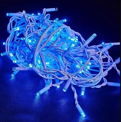 Гірлянда вулиця 100LED (RD-7098) 10м (Ø 3,3) (флеш) (контрол.220V)+удлен. Провід-Білий, Колір ламп-Синій (20)