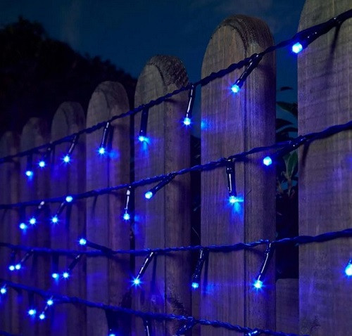 Гірлянда вулиця 100LED 10м (Ø 3,3) (флеш) (контрол.220V)+удлен. Провід-Чорний, Колір ламп-Синій (20)