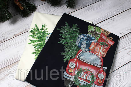 Світшот молочний новорічний з принтом (для чоловіків і жінок) Car with gifts, фото 2