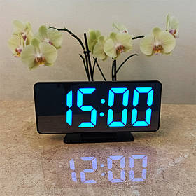 Годинник електронний настільний дзеркальний VST-888 чорний (синя підсвітка)