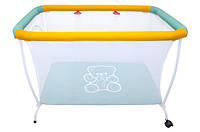 Манеж детский игровой "Волошка Люкс" прямоугольный с мелкой сеткой мятно-золотой.