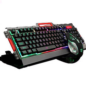 Провідна ігрова клавіатура з мишкою Led Gaming Keyboard + Mouse K33, Геймерська клавіатура з підсвічуванням
