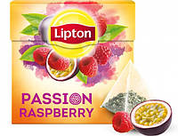 Чай Липтон черный пакетированный, Чай черный в пакетиках Lipton Passion Raspberry 20 пакетиков