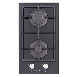 Газова варильна поверхня DOMINO Ventolux HSF320G CS (BK) 3, чорна скляна на 2 конфорки