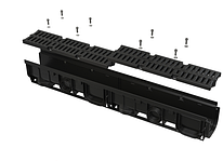 Дренажний канал 100 мм з пластмасовою рамою і гратами з композитного матеріалу В125