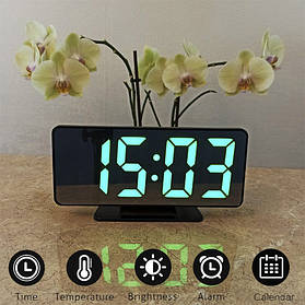 Годинник електронний настільний дзеркальний VST-888 чорний (зелена підсвітка)