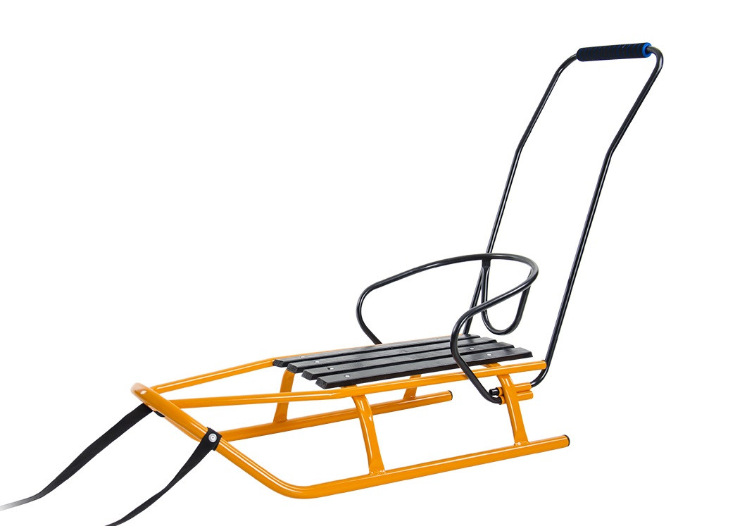 Санки зі спинкою та батьківською знімною ручкою для дітей "Шершень" ТМ Вітан колір помаранчовий, фото 1