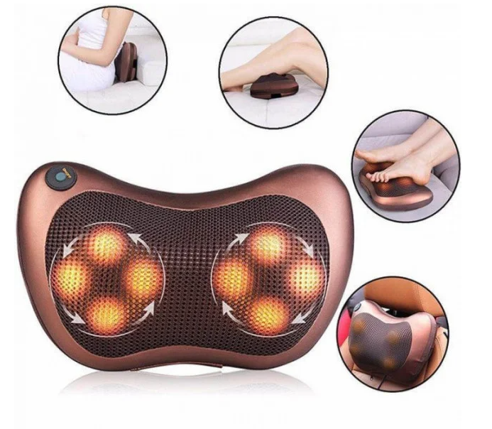 Роликова масажна подушка для шиї спини та плечей Massage pillow WJ008, Масажер для шиї