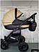 Універсальна всесезонна дитяча коляска 2 в 1 "Lorex", екошкіра, стакан, дощовик, москитка, сумка Пудра, фото 6