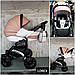 Універсальна всесезонна дитяча коляска 2 в 1 "Lorex", екошкіра, стакан, дощовик, москитка, сумка Бежевий, фото 4