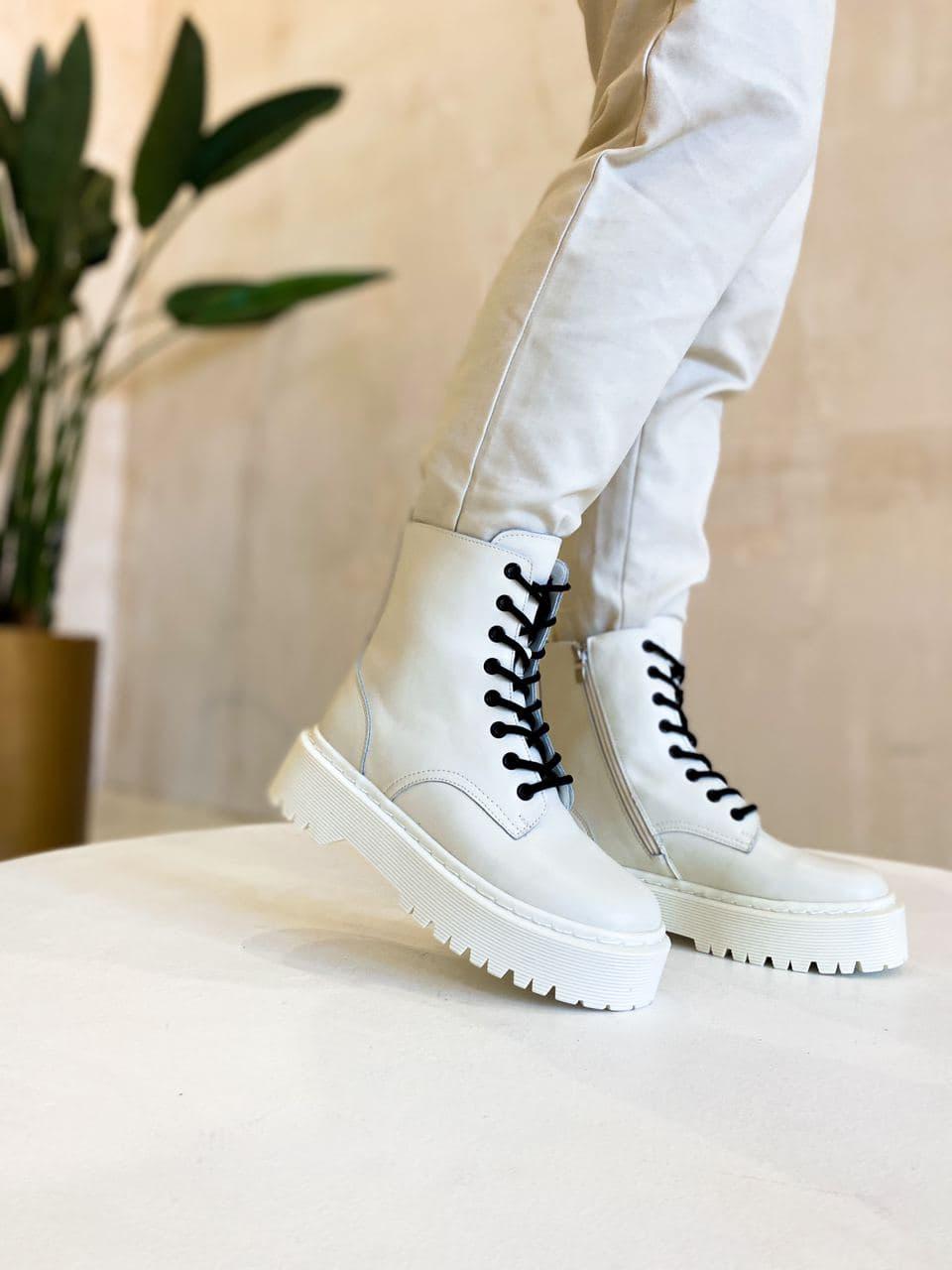 Боти жіночі Ін Мартінс 1460 білі. Черевики Dr. Martens 1460 White Cream. Білі Мартинсы жіночі БЕЗ ХУТРА., фото 1