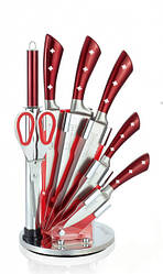 Набір ножів кухонних на підставці 8-в-1 Royalty Line RL-KSS820 8 предметів Red