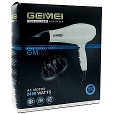 Фен для волосся професійний 2400 Вт Gemei GM-105, фото 3