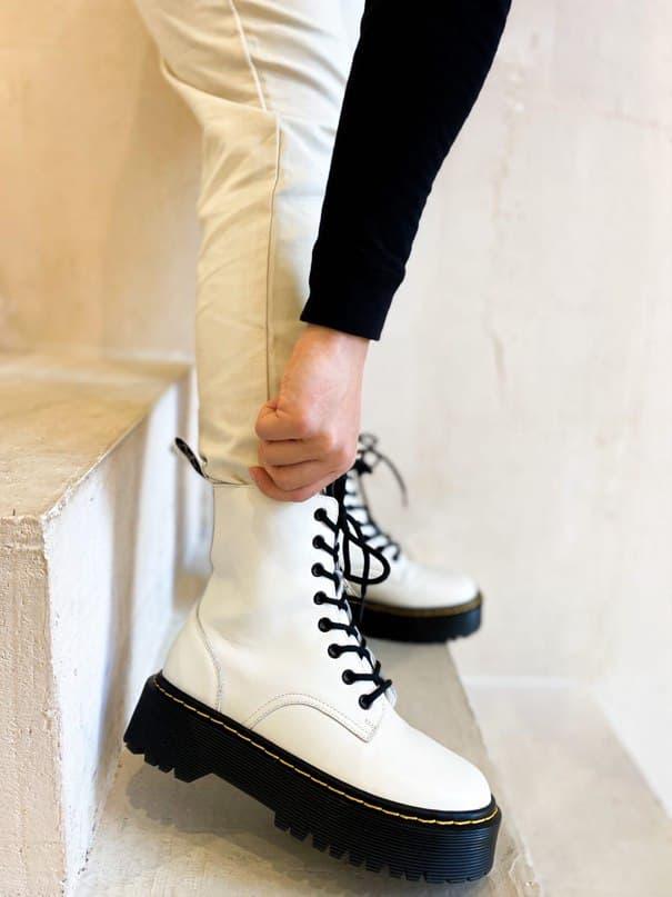 Боти жіночі Ін Мартінс 1460 білі. Черевики Dr. Martens 1460 White Cream. Білі Мартинсы жіночі БЕЗ ХУТРА., фото 1