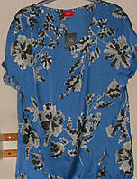 Шелковая летняя голубая блуза с принтом 50 размер Calio