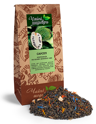 Чай Саусеп ТМ "Чайні шедеври", 500 г, чай зелений китайський байховий листовий з добавками, фото 1