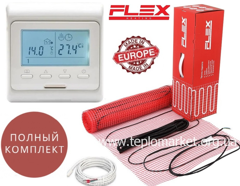 Опалення і тепла підлога Flex EHM-175/ 2м2 350Вт нагрівальний мат з програмованим терморегулятором E51