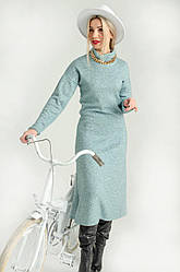Жіноче зимове плаття з ангори в бірюзовому кольорі розміри 44, 46