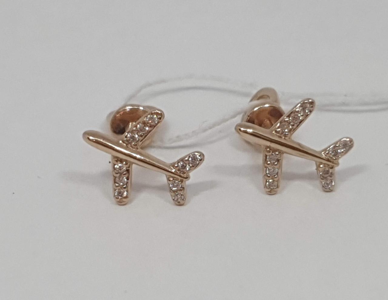 Золоті сережки-пусети з фіанітами. 131216, фото 1