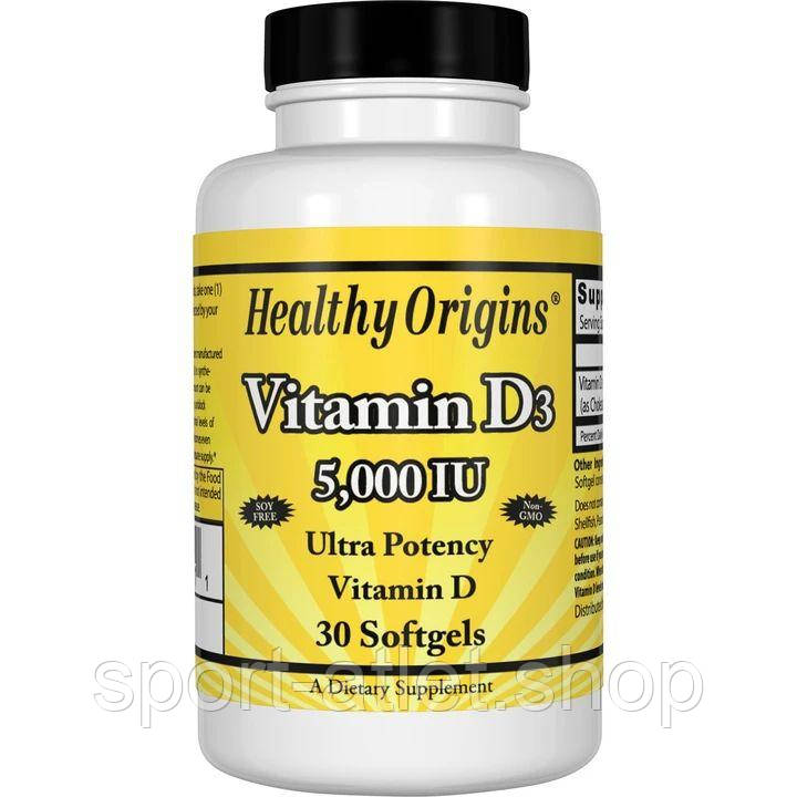 Вітаміни та мінерали Healthy Origins Vitamin D3 5000 IU, 30 капсул