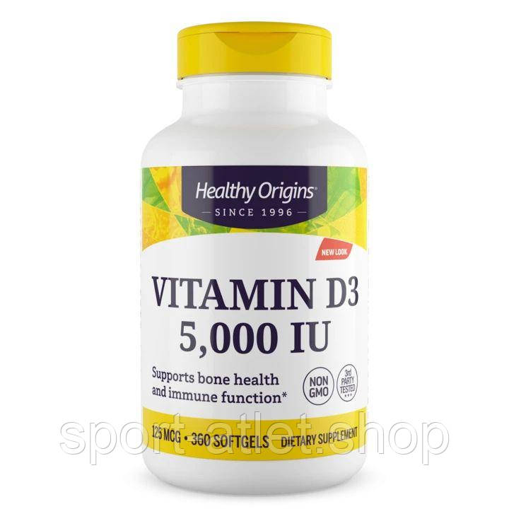 Вітаміни та мінерали Healthy Origins Vitamin D3 5000 IU, 360 капсул
