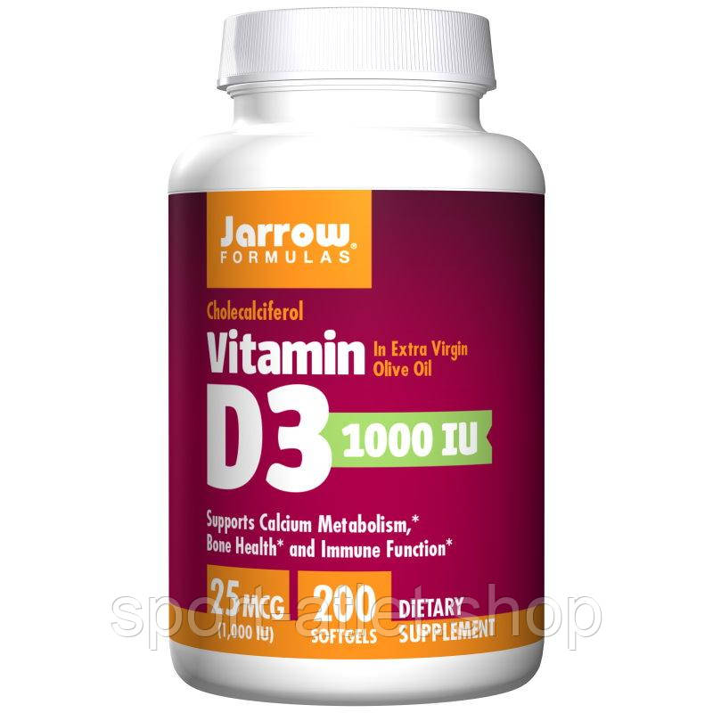 Вітаміни та мінерали Jarrow Formulas Vitamin D3 1000 IU, 200 капсул