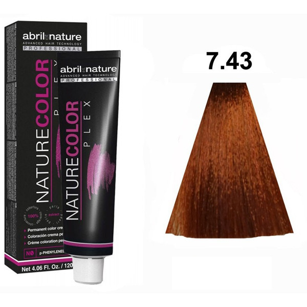 Стійка крем-фарба для волосся Abril et Nature Nature Color Plex 7.43 Русявий мідно-золотистий 120 мл