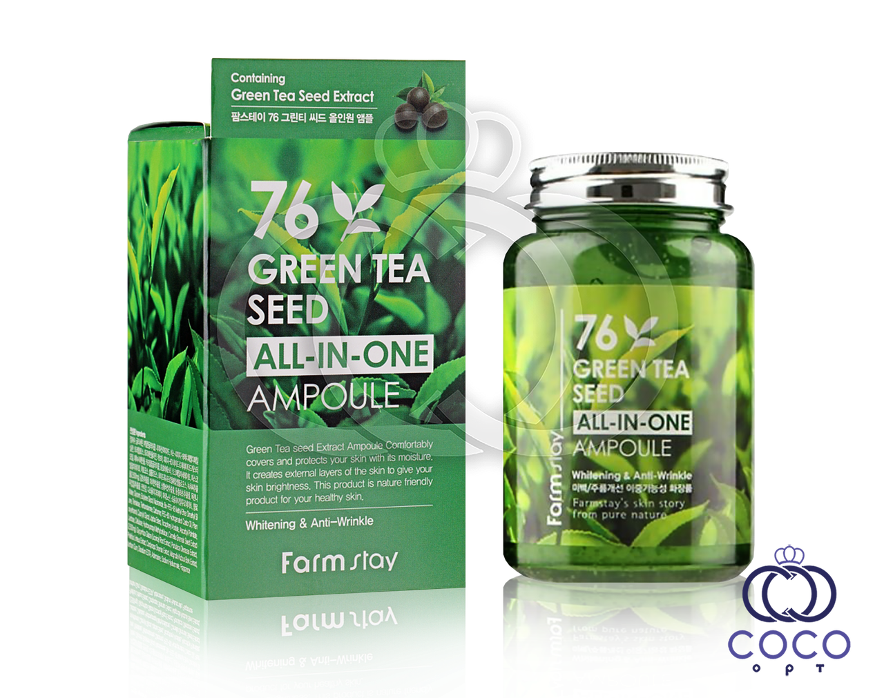 Ампульная сыворотка Farm stay 76 Green Tea Seed All-In-One Ampoule с семенами зелёного чая