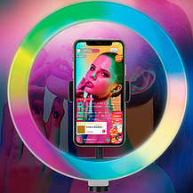 Кільцева лампа з тримачем для смартфона MJ33 (багатобарвна RGB), фото 6