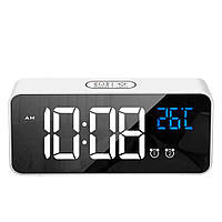 Часы электронные настольные LED Losso Premium (BT) с термометром, белые светодиодные часы на стол