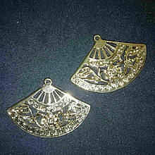 Підвіска Заготовка для сережок метал Віяло золото 36 х 25 мм 1 пара