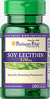 Лецитин соевый, Soy Lecithin 520 mg, Puritan's Pride, 100 капсул