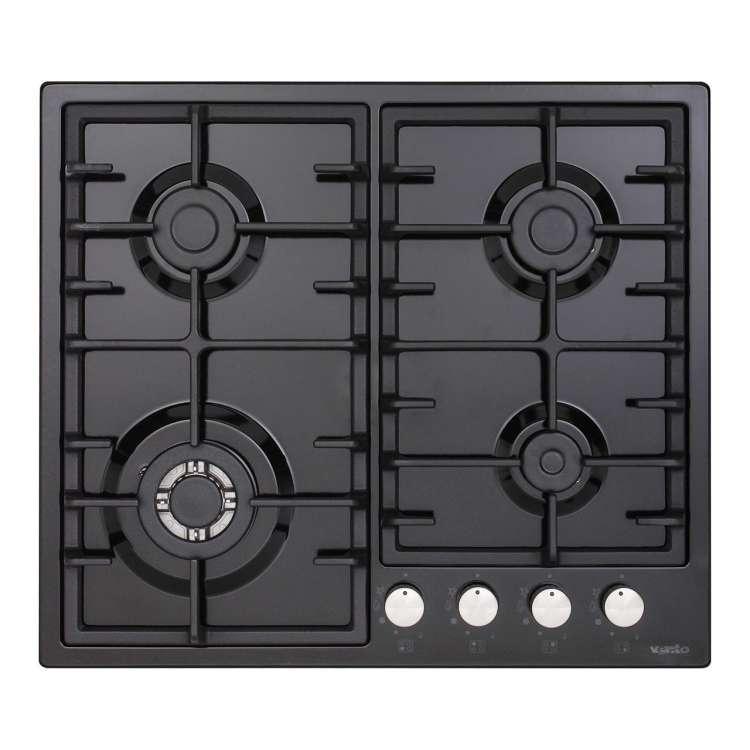 Газова варильна поверхня на кухню Ventolux HSF640-D3 CEST (BK), чорна емальована на 4 конфорки, фото 1