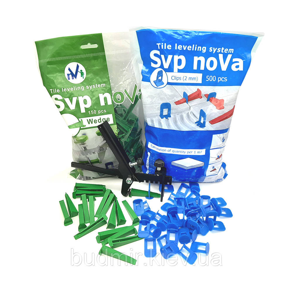 Комплект noVa SVP (500 Підстав 2мм + 200 Клинів + Інструмент)