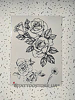 Тимчасове тату-набір Чорна троянда 21х15 см, Fine Line, контурні (TH396)