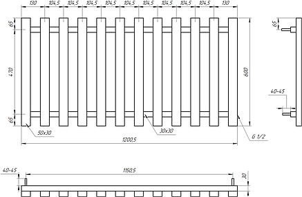 Полотенцесушитель Genesis-Aqua Batteria 120x60 см, білий, фото 2