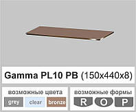 Полочка стекло настенная навесная прямоугольная Commus PL10 PB (150х440х8мм)