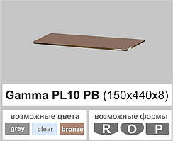 Поличка скло настінна навісна прямокутна Commus PL10 PB (150х440х8мм)