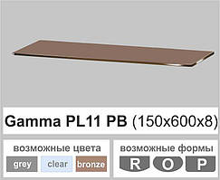 Поличка скляна настінна навісна прямокутна Commus PL11 PB (150х600х8мм)