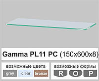 Полочка из стекла настенная навесная прямоугольная Commus PL11 PC (150х600х8мм)