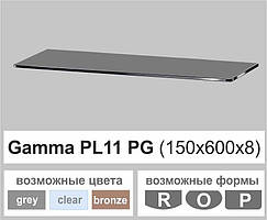 Поличка скло настінна навісна прямокутна Commus PL11 PG (150х600х8мм)