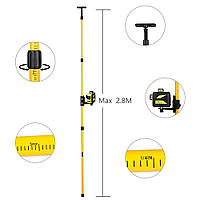 Телескопическая штанга RZ для лазерного уровня нивелира с креплением 2.8 метра