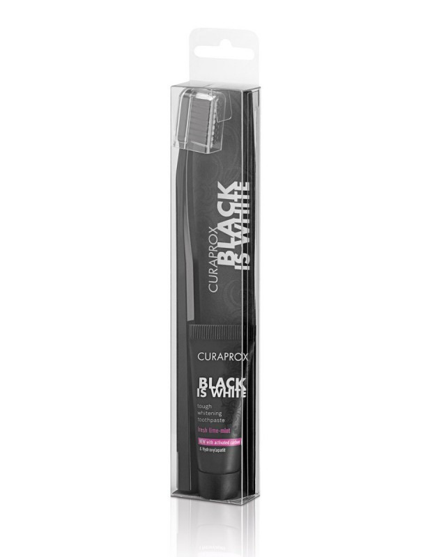 Відбілююча зубна паста Curaprox Black is White з активованим вугіллям і гидроксиаппатитами 8 мл +