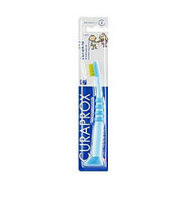 Зубна щітка Curaprox CuraKid CK4260 для дітей (0-5 років) Прогумована ручка з присоском, синій з салатовим
