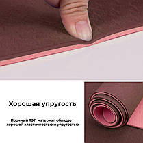 Килимок для йоги та фітнесу 183х61х0.6 см Power System Yoga Mat Premium PS-4060 розовий, фото 3