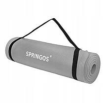 Килимок (мат) для йоги та фітнесу Springos NBR 1.5 см YG0041 Light Grey, фото 3