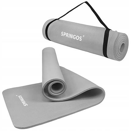 Килимок (мат) для йоги та фітнесу Springos NBR 1.5 см YG0041 Light Grey, фото 2